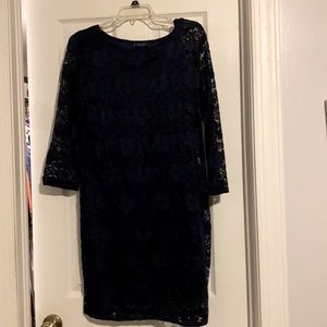 Navy lace dress. Knee length